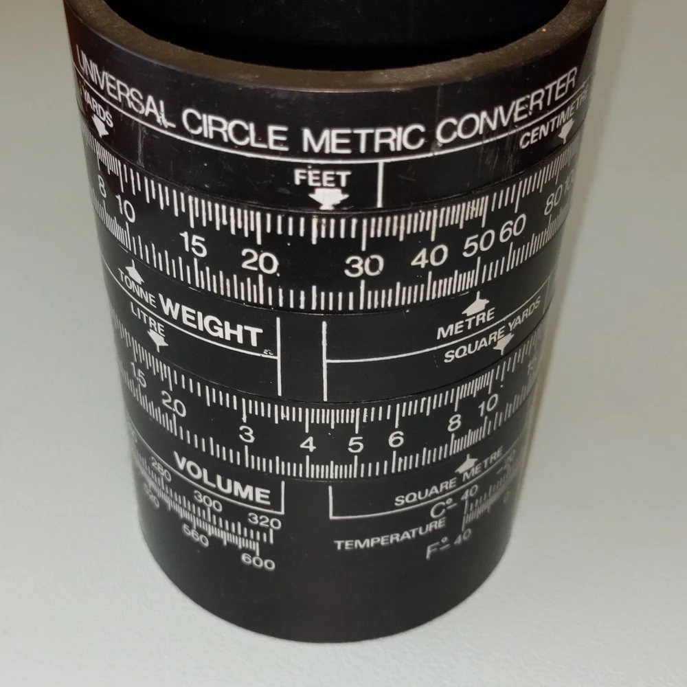 Vintage Universal Circle Metric Converter Slide Pencil Cup Black